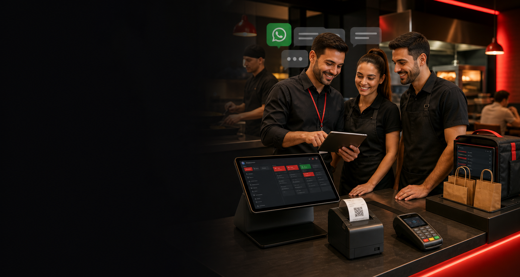 Equipe recebendo implantação e suporte do DriveFood em uma operação de restaurante